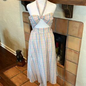 Majorelle Florian Midi Dress in Pastel Plaid, M!